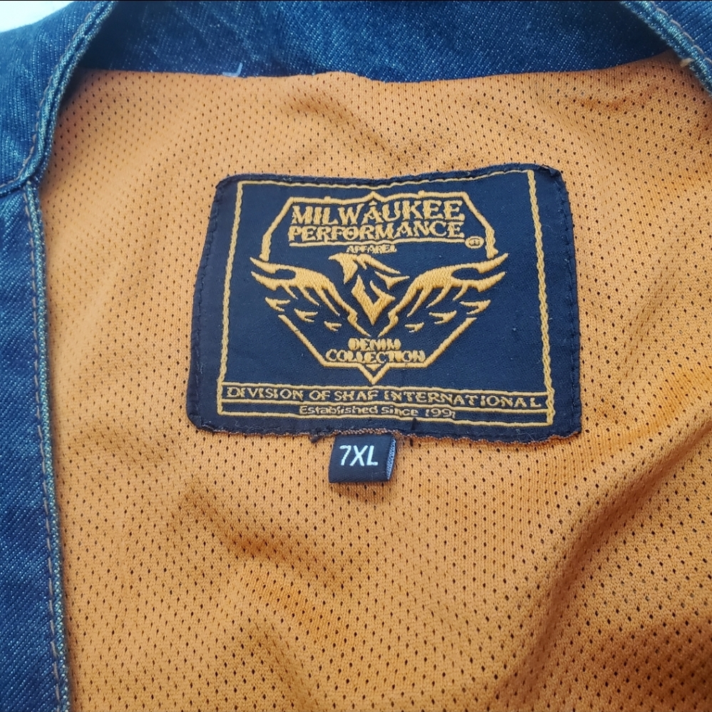 Milwaukee Performance Apparel Men's Denim Jacket Vest Motorcycle Big Tall Sz 7XL - Picture 6 of 7